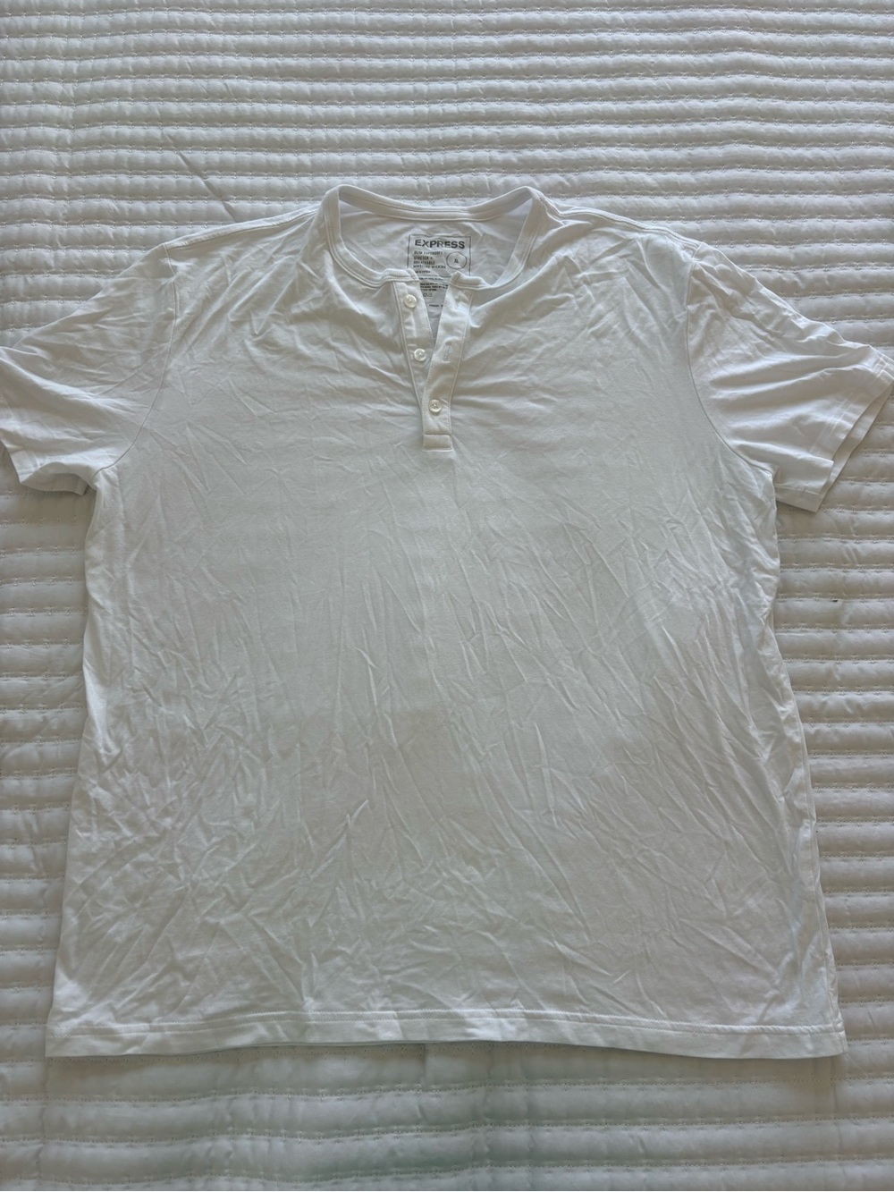 Express Men’s White Short Sleeve Henley‎ Shirt